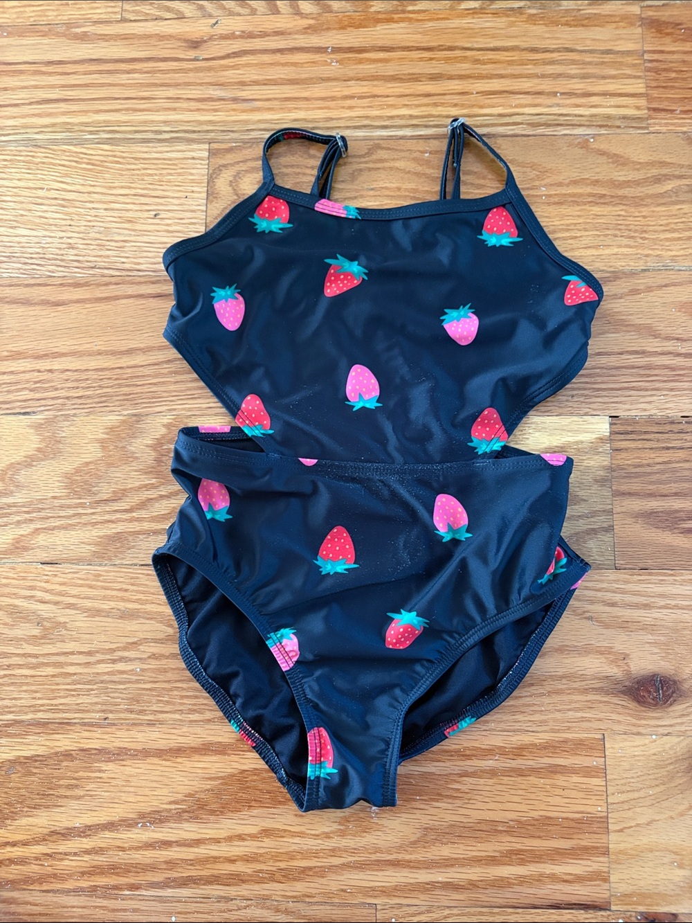 Old Navy Black One-Piece Swimsuit with Strawberry Print